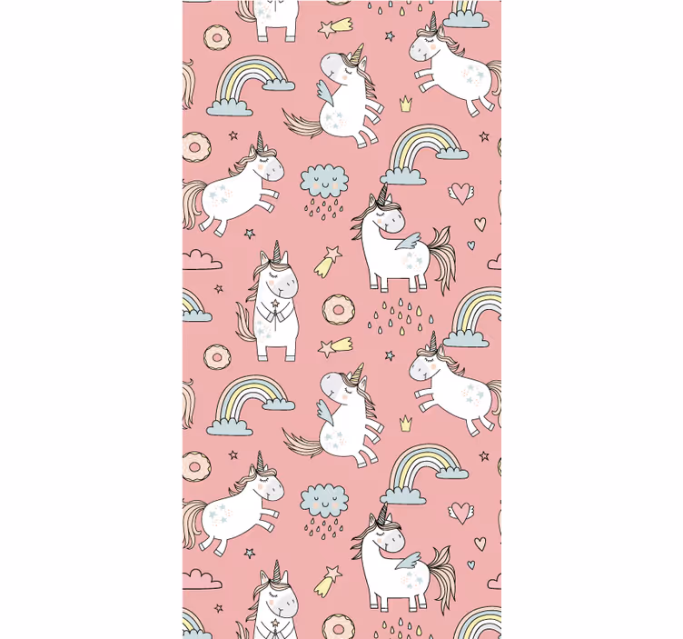 Cute unicorns and over pink Blind painting - TenStickers