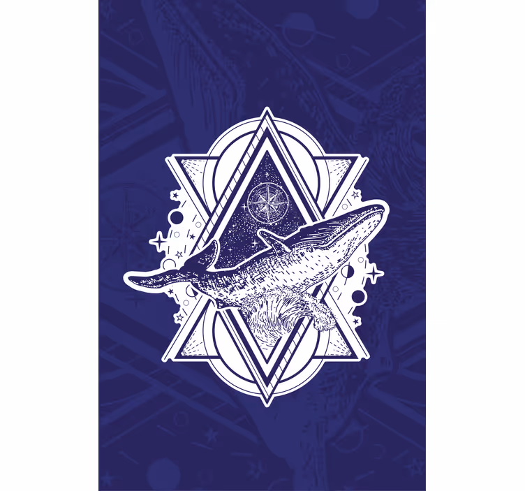 Compass and whale illustration vintage blind - TenStickers