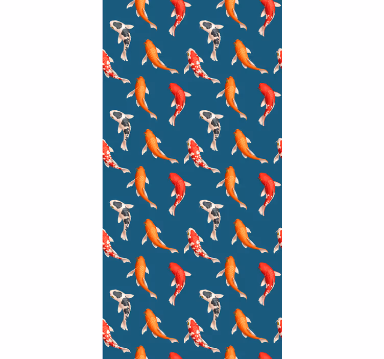Koi fish pattern blue background Bathroom blind - TenStickers