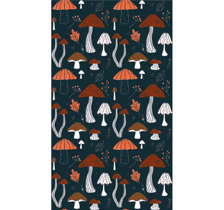 Mushroom Motif Art flowers and plant blind - TenStickers