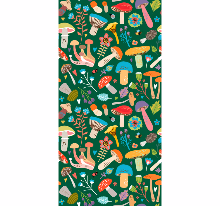 Vibrant Mushroom Motif flowers and plant blind - TenStickers
