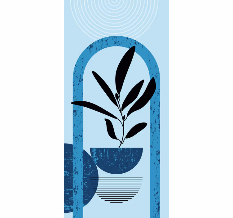 Flowers and plant blind blue stylish pot plant - TenStickers