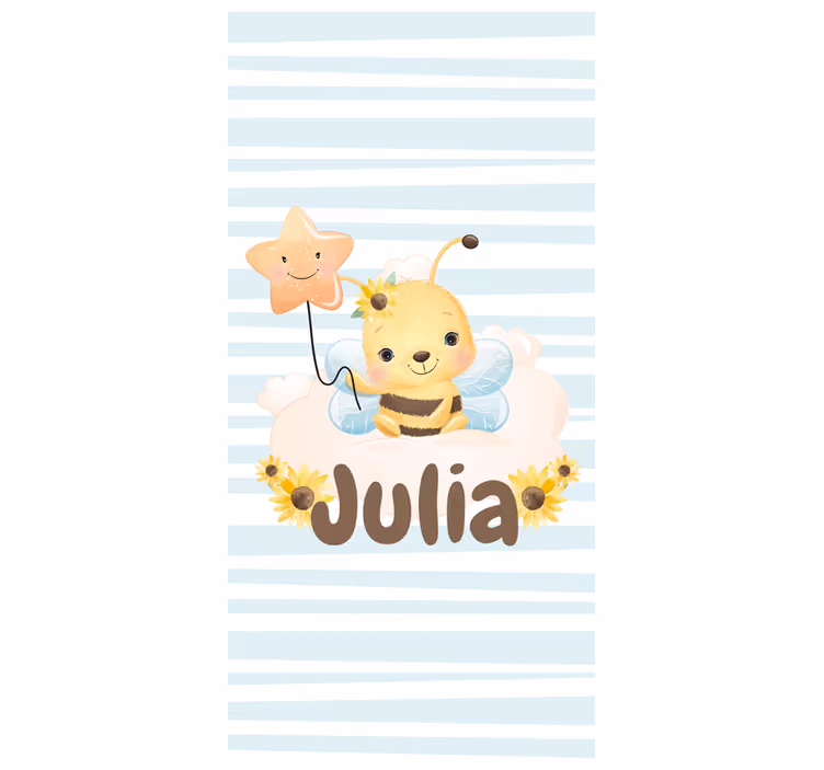 Cute Bee with Name childrens blind - TenStickers