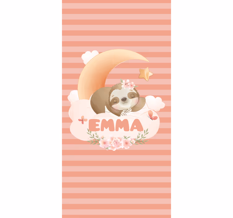 Name with sloth and moon childrens blind - TenStickers