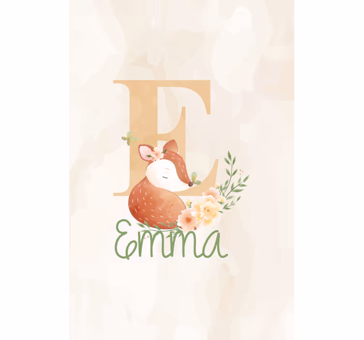 Fox with initial and name childrens blind - TenStickers