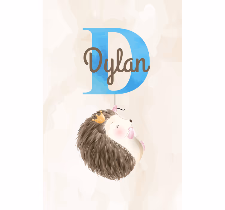Hedgehog with initial and name childrens blind - TenStickers