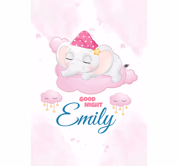 Sleeping elephant with name childrens blind - TenStickers