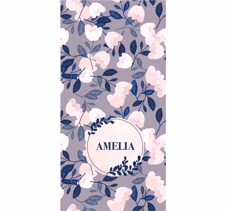 Purple floral design with name teenage  roller blind - TenStickers