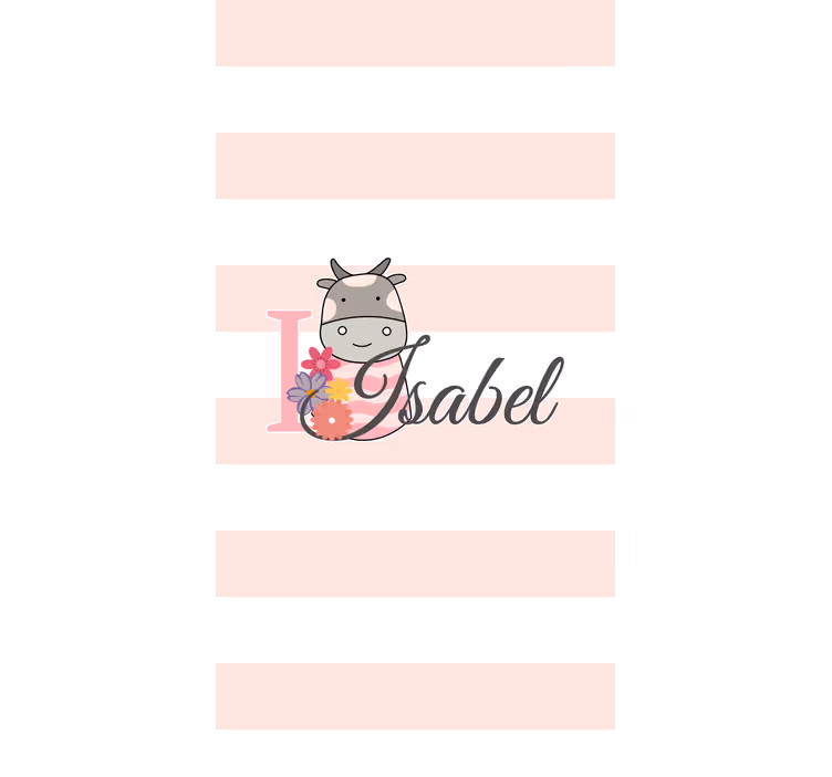 Cow with flowers and name childrens blind - TenStickers