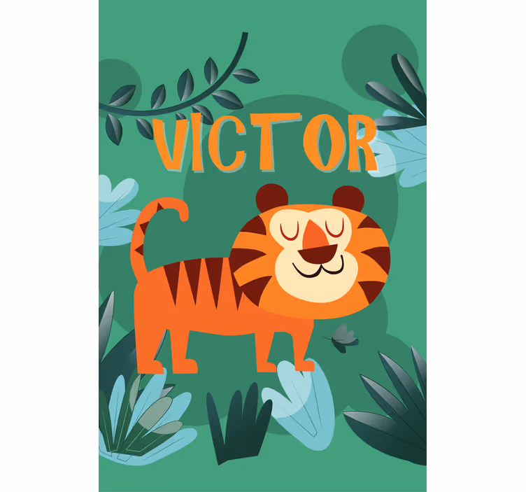 Happy tiger with name childrens blind - TenStickers