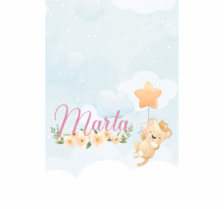 Bby lion with star and name nursery blind - TenStickers