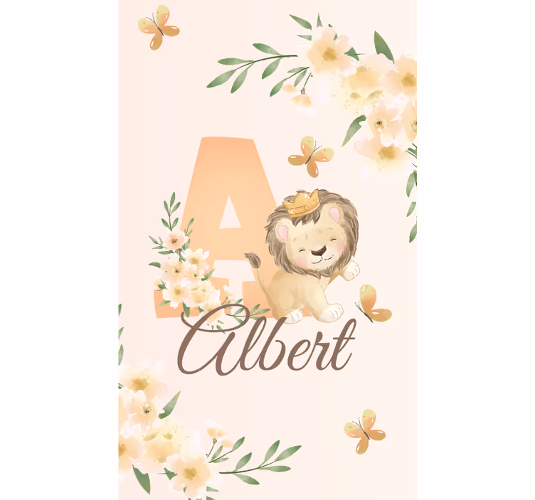 Baby lion with name and initial childrens blind - TenStickers