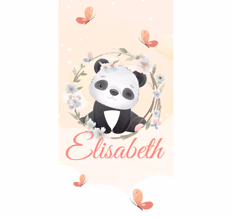 Baby panda with name childrens blind - TenStickers