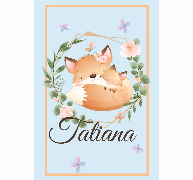 Fox family with name childrens blind - TenStickers