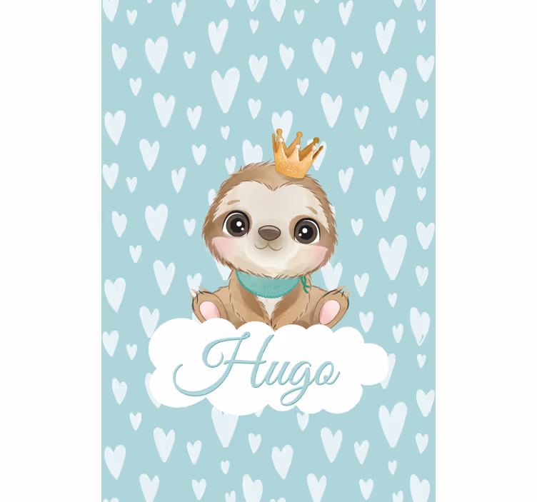 Sloth with crown and name childrens blind - TenStickers