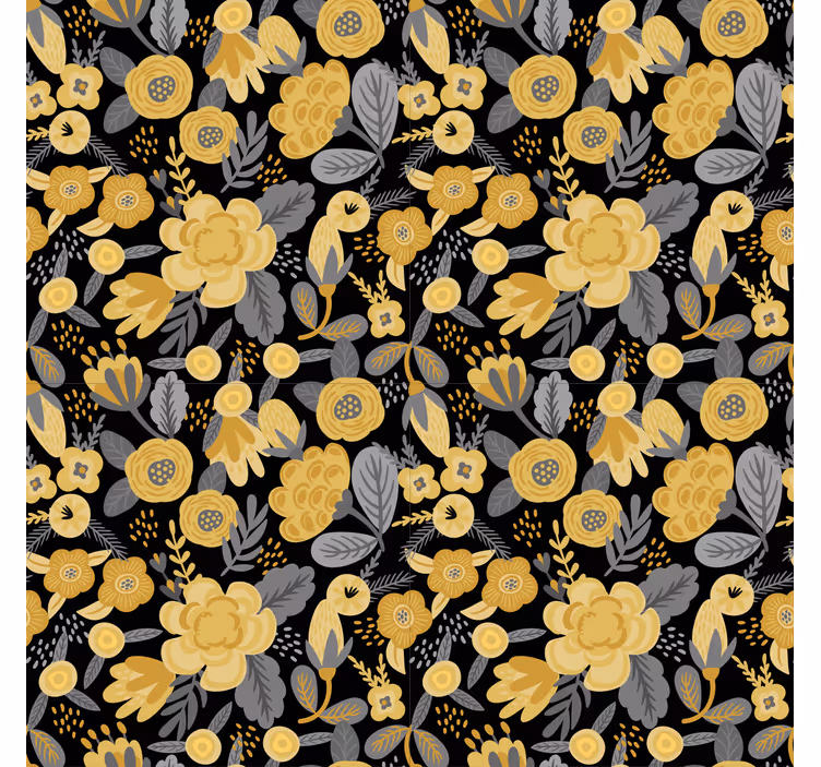 Yellow botanical pattern flower blind - TenStickers