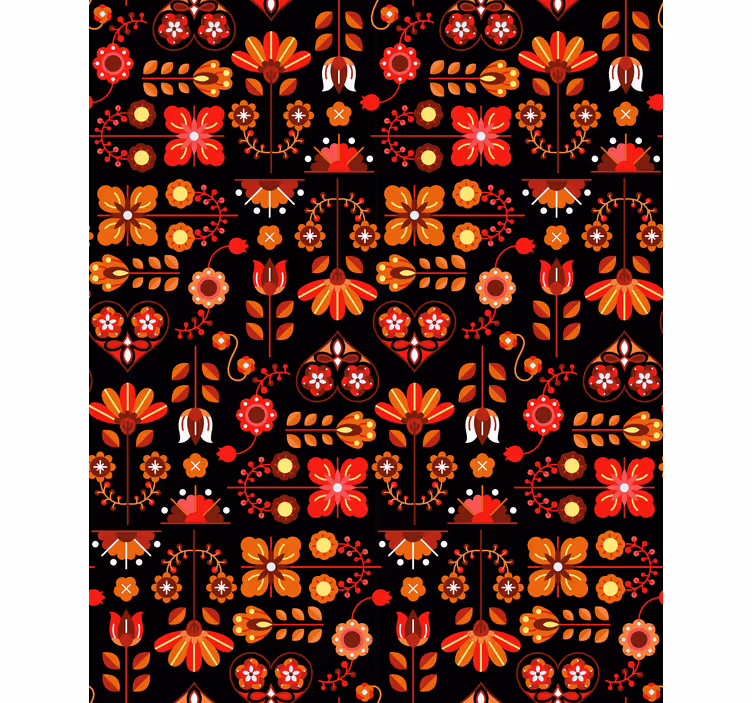 Orange folk art flower blind - TenStickers