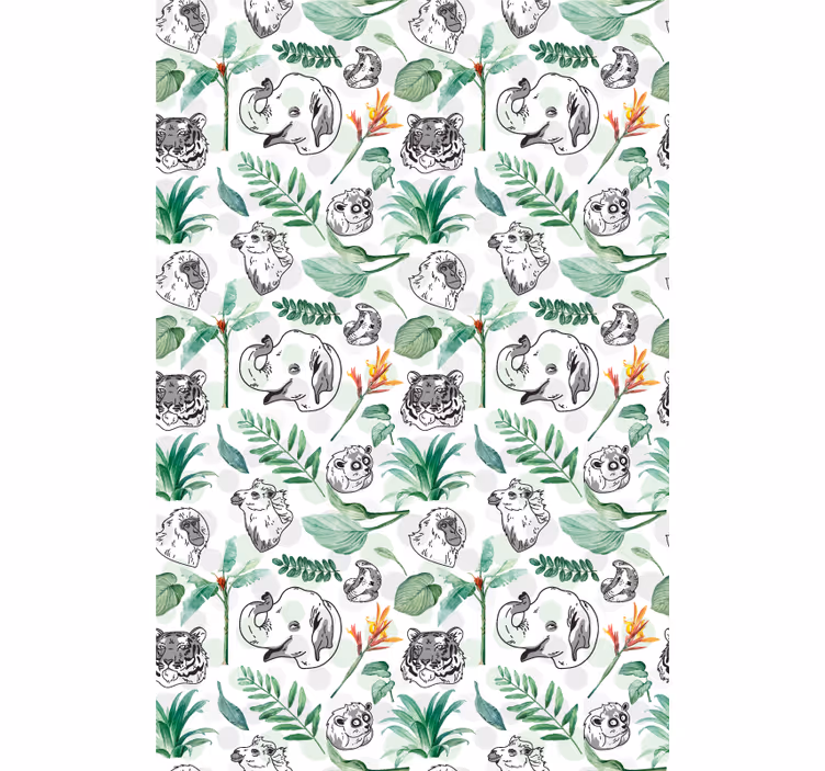 Green jungle animals childrens blind - TenStickers