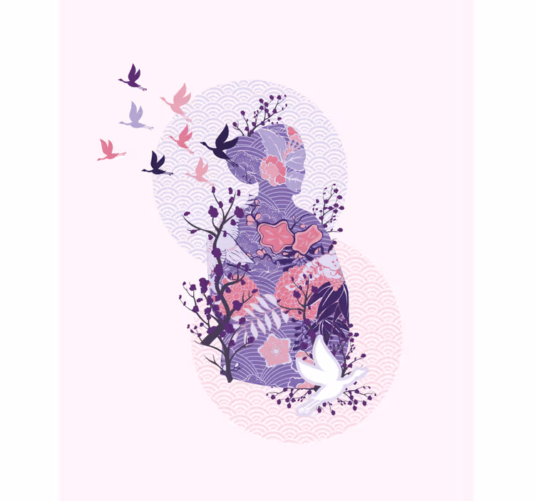 Floral Silhouette Art flowers and plant blind - TenStickers