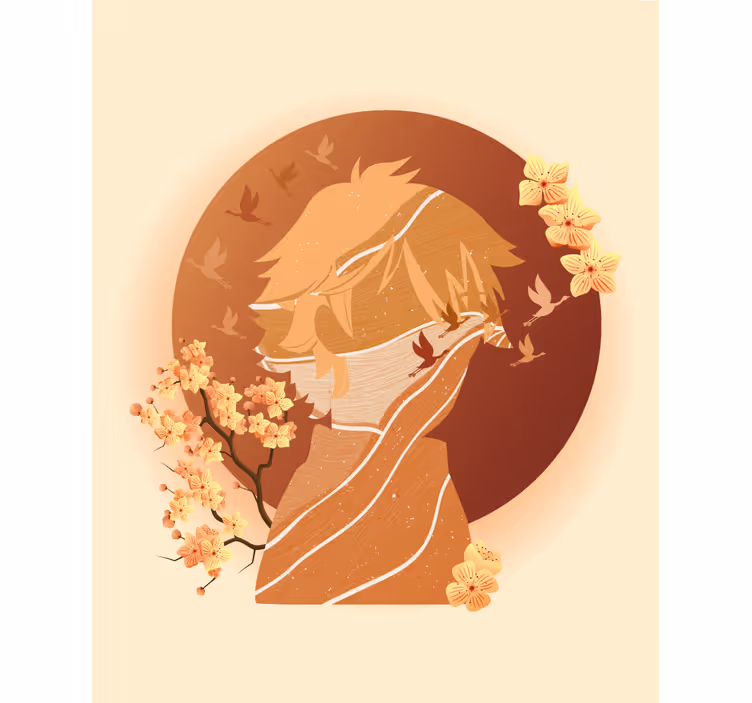 Asian nature silhouette Blind painting - TenStickers
