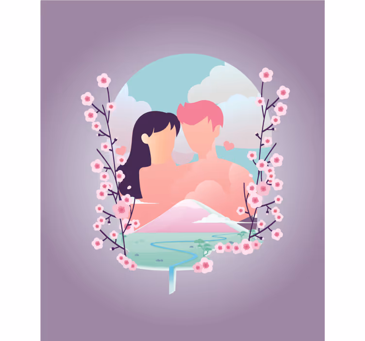 Couple Amid Blossoms romantic blind - TenStickers
