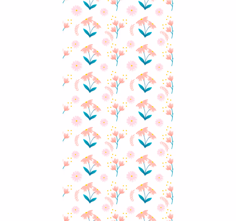 Pink echinacea pattern flowers and plant blind - TenStickers