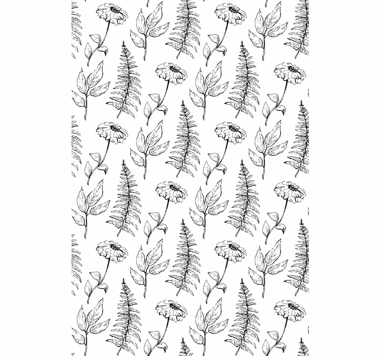Floral black and white design flowers and plant blind - TenStickers