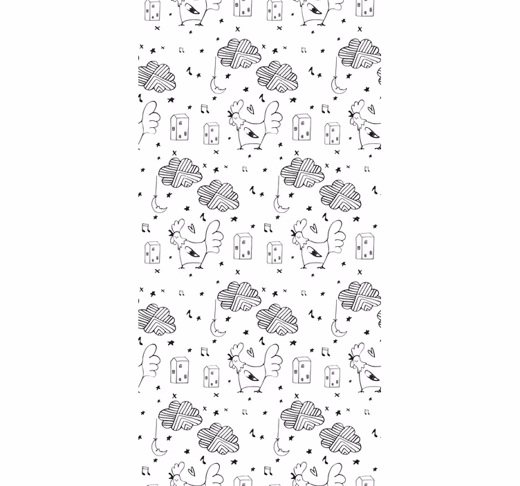 Black and white chickens Nordic blind - TenStickers