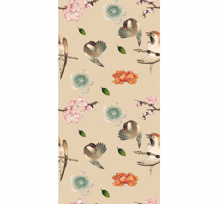 Beige avian design flowers and plant blind - TenStickers