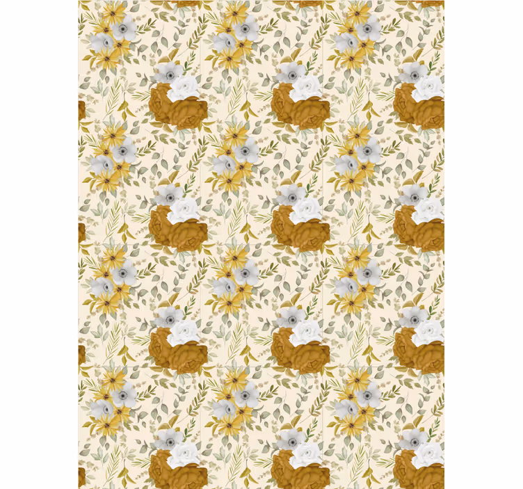Beige and brown pattern flowers and plant blind - TenStickers