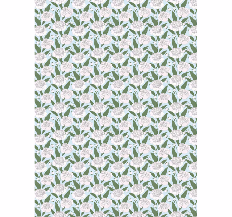 White peony pattern flowers and plant blind - TenStickers