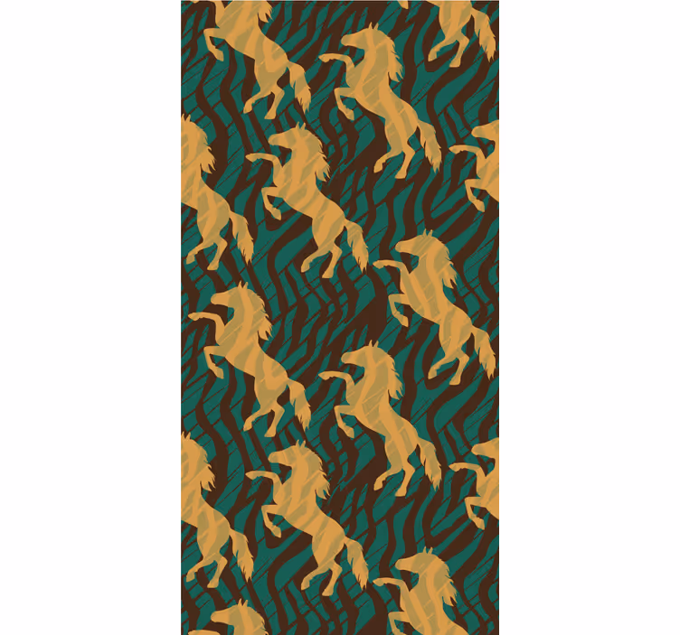Galloping Golden Horses animal blind - TenStickers