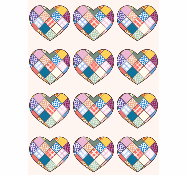Colorful Patchwork Hearts romantic blind - TenStickers