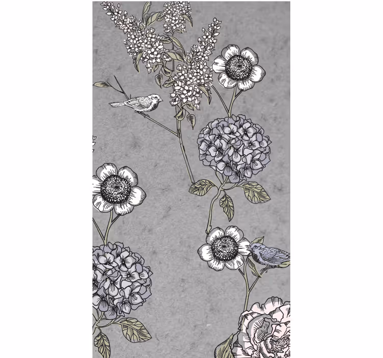 Grey gentle motif flowers and plant blind - TenStickers