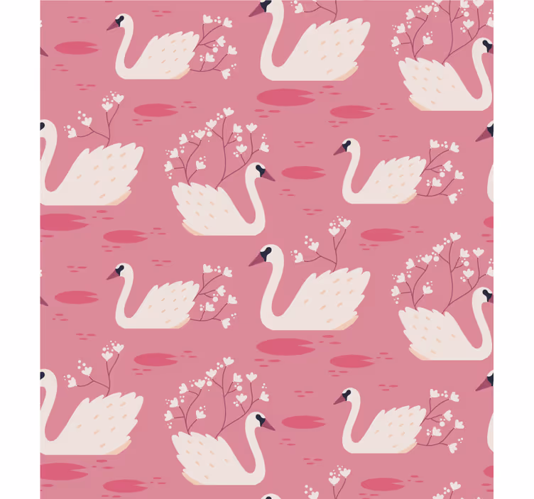 Elegant Swans and Blossoms flowers and plant blind - TenStickers