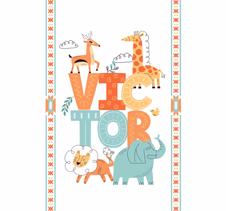 Savage animals with name childrens blind - TenStickers