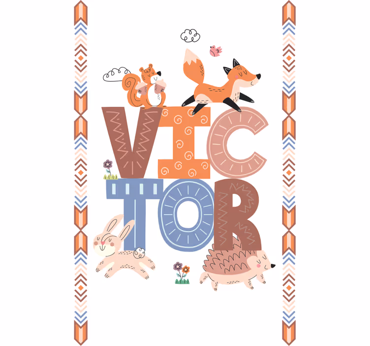 Forest animals with name childrens blind - TenStickers