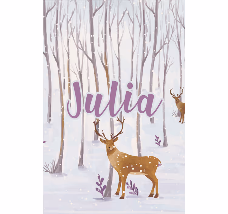 Deer in snow with name childrens blind - TenStickers