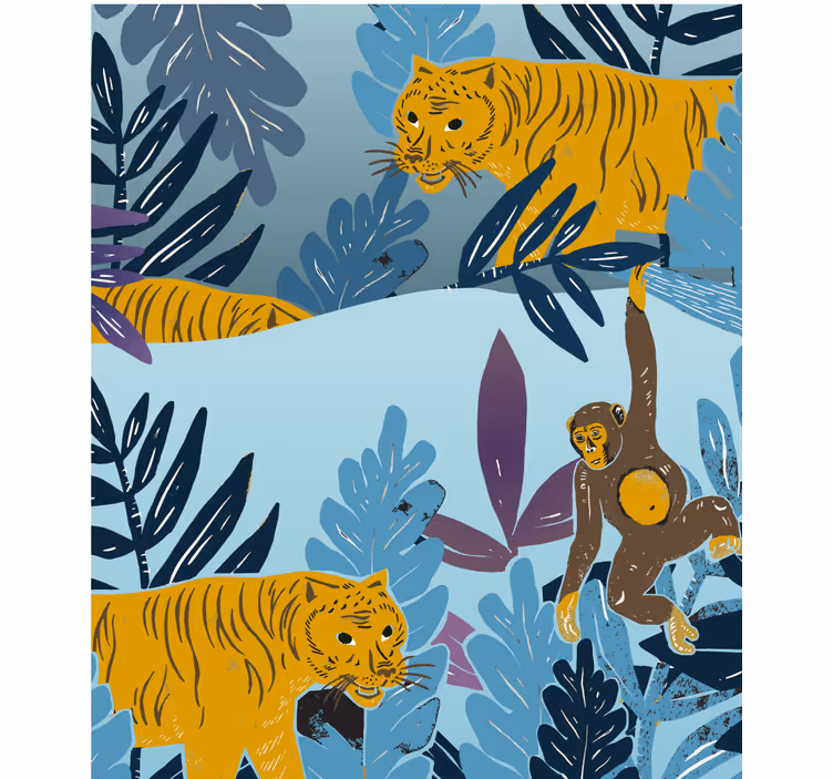 Tigers and monkey childrens blind - TenStickers