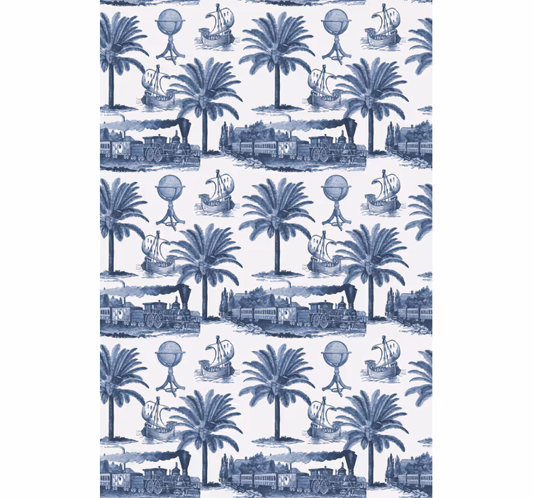 Blue palm scene more vintage roller blind - TenStickers