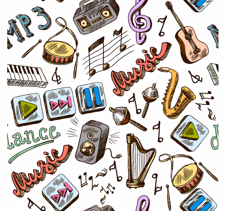 music pattern funky roller blind - TenStickers