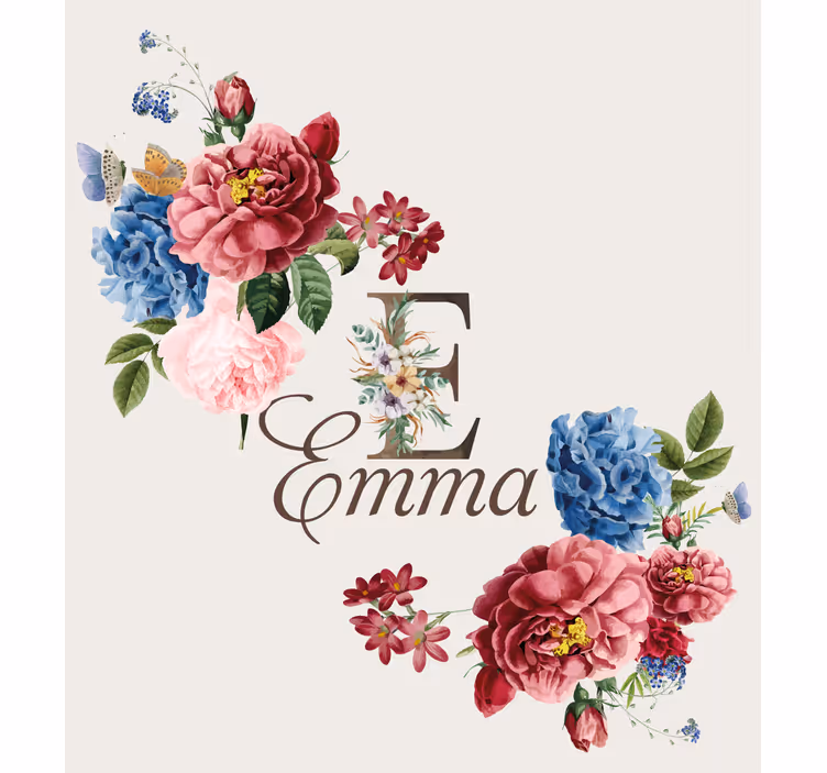 Floral print customised with initial roller blind - TenStickers