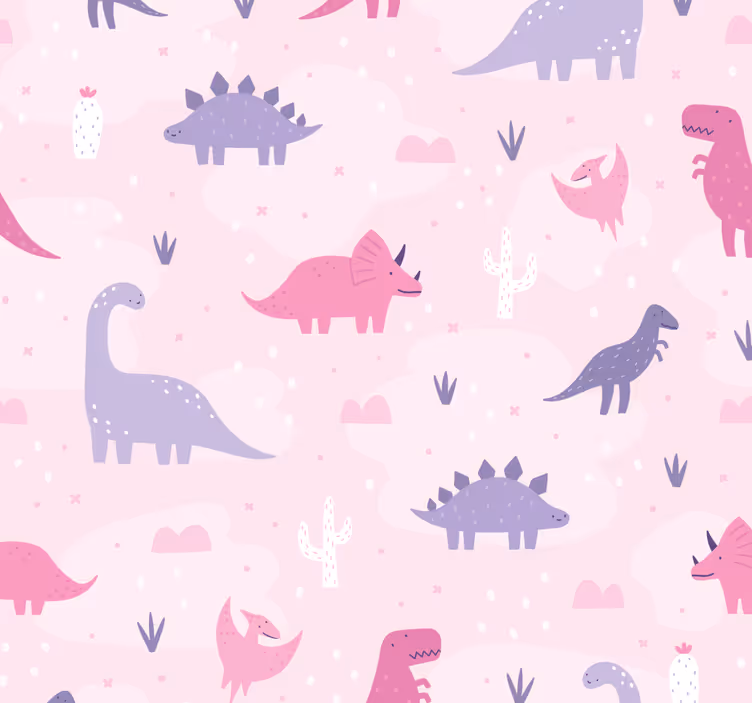Pink background dinosaur pattern roller blind - TenStickers