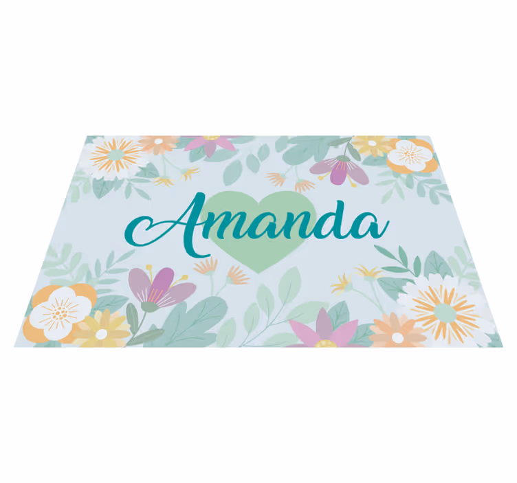 Personalisable placemat flower heart amanda - TenStickers