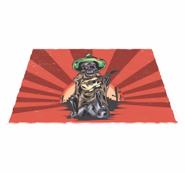 Halloween placemat skeleton mariachi musician - TenStickers