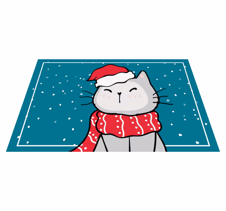 Christmas placemat cheerful cat santa - TenStickers