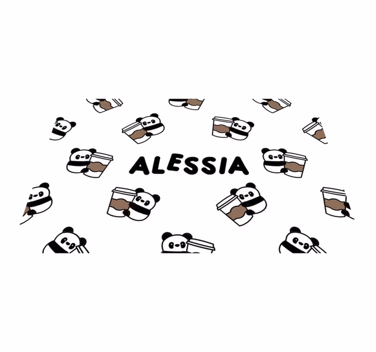 pandas with name  Personalised placemats - TenStickers