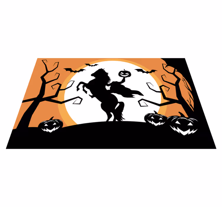 Halloween placemat with horse holding pumpkin - TenStickers