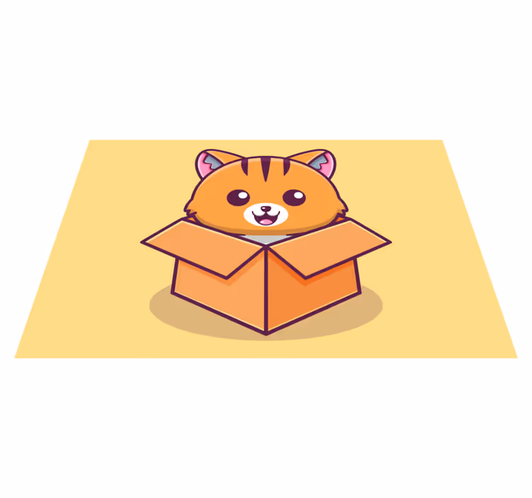 Cat in box children placemats - TenStickers