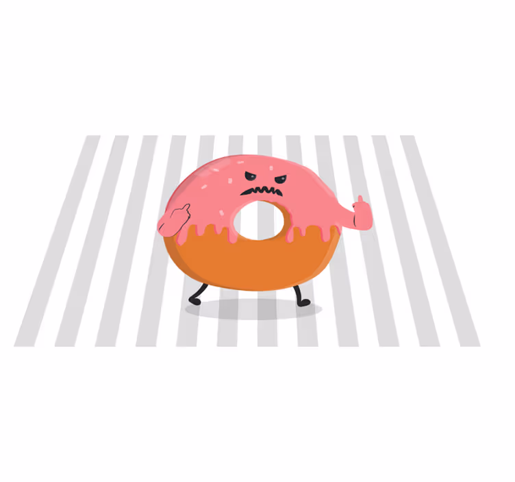 Angry pink donut original placemats - TenStickers